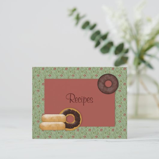 Donuts Recipe Card Postkarte (Stehend Vorderseite)