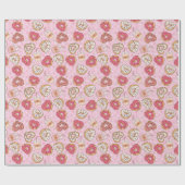 Donuts Retro Valentine's Wrapping Paper Geschenkpapier (Flach)