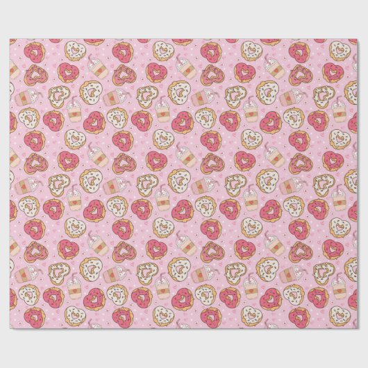 Donuts Retro Valentine's Wrapping Paper Geschenkpapier (Flach)