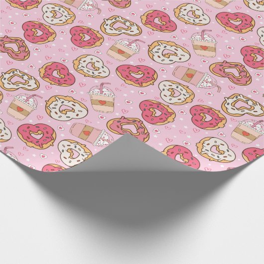 Donuts Retro Valentine's Wrapping Paper Geschenkpapier (Ecke)