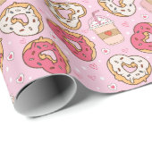 Donuts Retro Valentine's Wrapping Paper Geschenkpapier (Rolleneckpunkt)