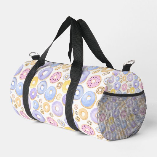 Donuts Rosa, Blau und Lila Duffle Bag (Rechte Ecke)