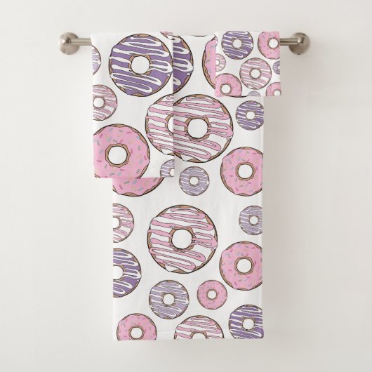 Donuts, rosa Donuts, Lila Donuts Badhandtuch Set (Insitu)
