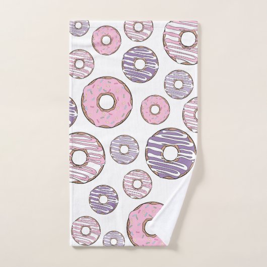 Donuts, rosa Donuts, Lila Donuts Badhandtuch Set (Handtuch)