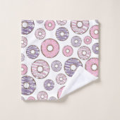 Donuts, rosa Donuts, Lila Donuts Badhandtuch Set (Waschlappen)