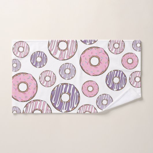 Donuts, rosa Donuts, Lila Donuts Badhandtuch Set (Handtuch)