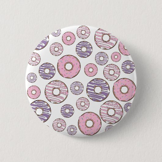 Donuts, rosa Donuts, Lila Donuts Button (Vorderseite)