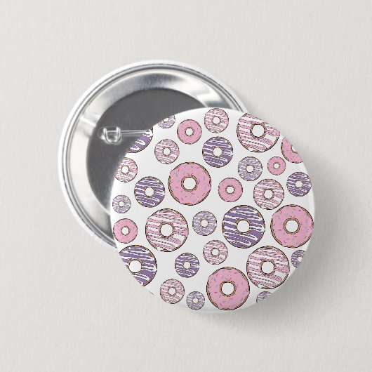 Donuts, rosa Donuts, Lila Donuts Button (Vorne & Hinten)