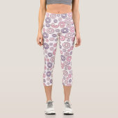 Donuts, rosa Donuts, Lila Donuts Capri Leggings (Vorderseite)