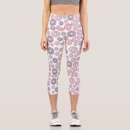 Donuts, rosa Donuts, Lila Donuts Capri Leggings (Vorderseite)