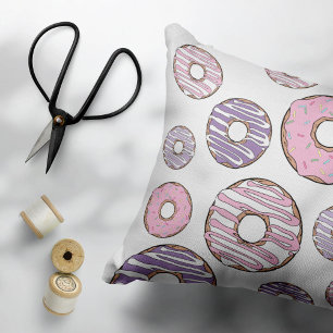 Donuts, rosa Donuts, Lila Donuts Dekokissen