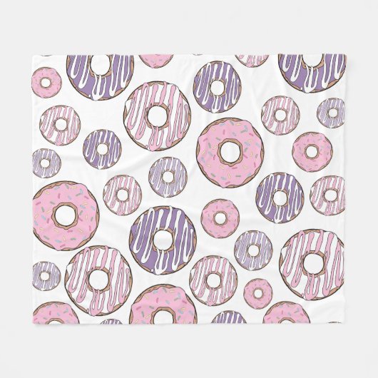 Donuts, rosa Donuts, Lila Donuts Fleecedecke (Vorderseite (Horizontal))