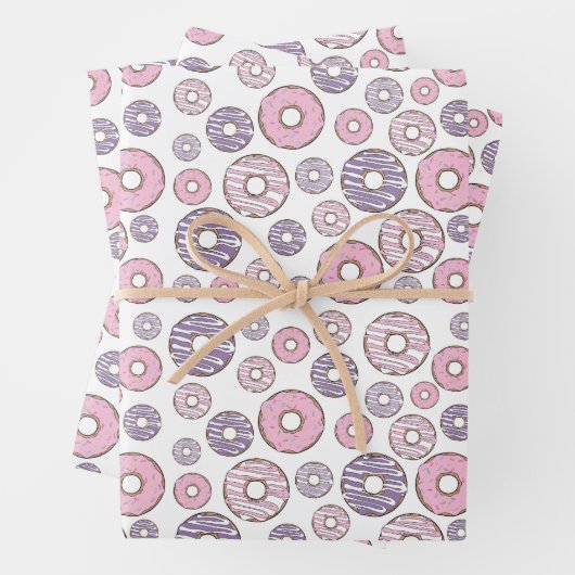Donuts, rosa Donuts, Lila Donuts Geschenkpapier Set (Beispiel)