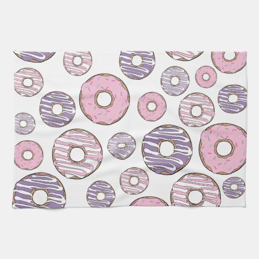 Donuts, rosa Donuts, Lila Donuts Geschirrtuch (Horizontal)