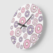 Donuts, rosa Donuts, Lila Donuts Große Wanduhr (Winkel)