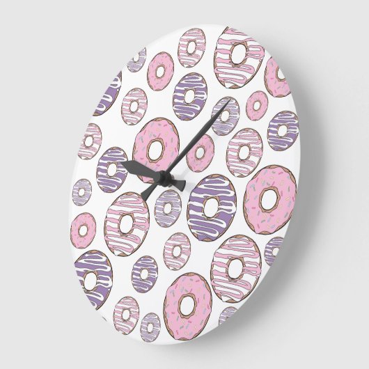 Donuts, rosa Donuts, Lila Donuts Große Wanduhr (Winkel)