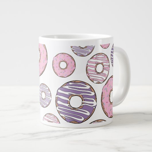 Donuts, rosa Donuts, Lila Donuts Jumbo-Tasse (Vorderseite Rechts)