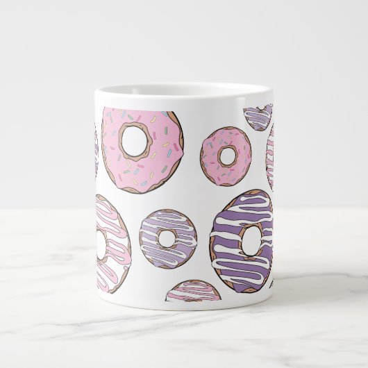Donuts, rosa Donuts, Lila Donuts Jumbo-Tasse (Vorderseite)