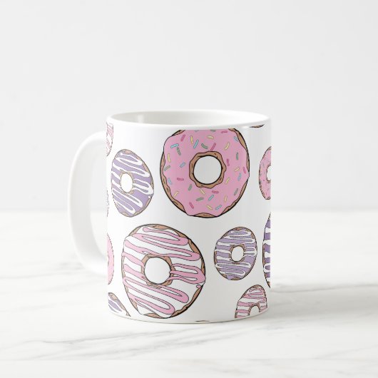 Donuts, rosa Donuts, Lila Donuts Kaffeetasse (Vorderseite Links)