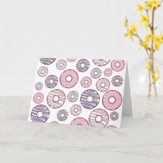 Donuts, rosa Donuts, Lila Donuts Karte (Gelbe Blume)