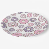 Donuts, rosa Donuts, Lila Donuts Pappteller (Schrägansicht)