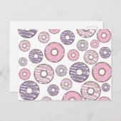 Donuts, rosa Donuts, Lila Donuts Postkarte (Vorne/Hinten)
