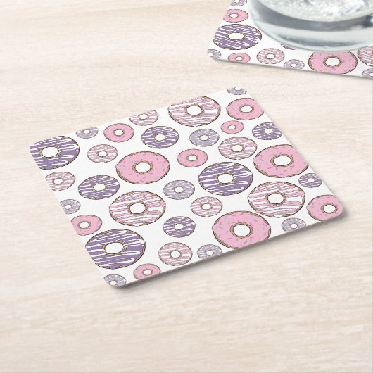 Donuts, rosa Donuts, Lila Donuts Rechteckiger Pappuntersetzer (angewinkelt)