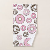 Donuts, rosa Donuts, weiße Donuts Badhandtuch Set (Handtuch)