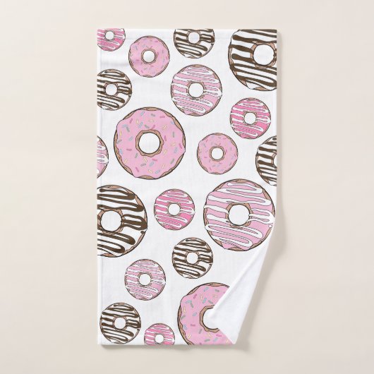 Donuts, rosa Donuts, weiße Donuts Badhandtuch Set (Handtuch)