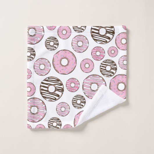 Donuts, rosa Donuts, weiße Donuts Badhandtuch Set (Waschlappen)