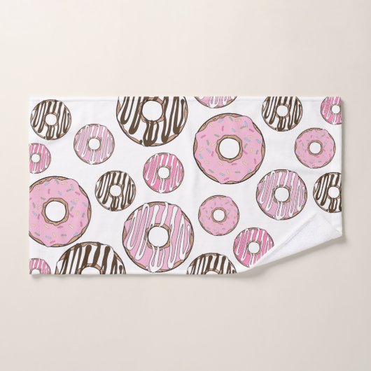 Donuts, rosa Donuts, weiße Donuts Badhandtuch Set (Handtuch)