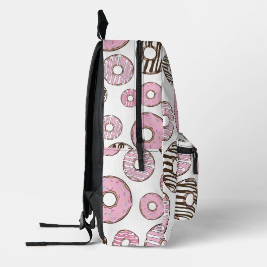 Donuts, rosa Donuts, weiße Donuts Bedruckter Rucksack (Links)