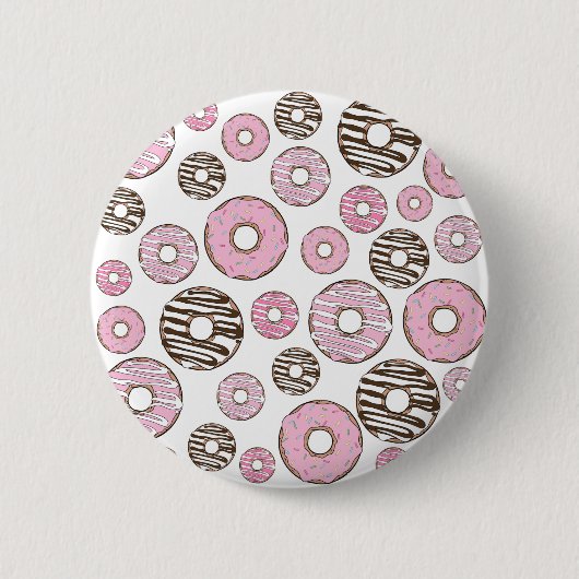 Donuts, rosa Donuts, weiße Donuts Button (Vorderseite)