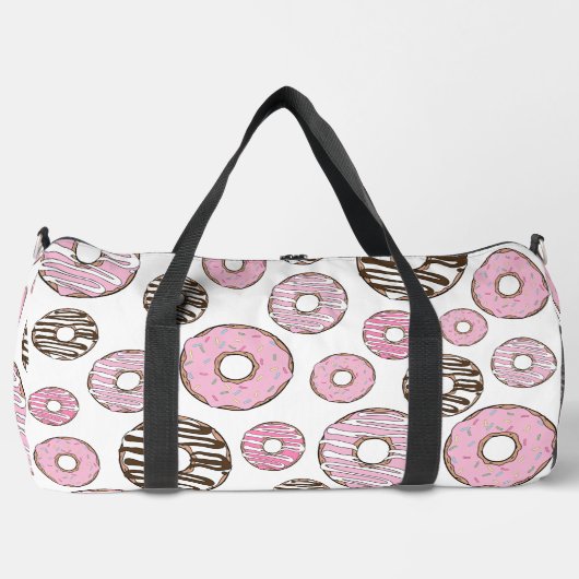 Donuts, rosa Donuts, weiße Donuts Duffle Bag (Vorderseite)