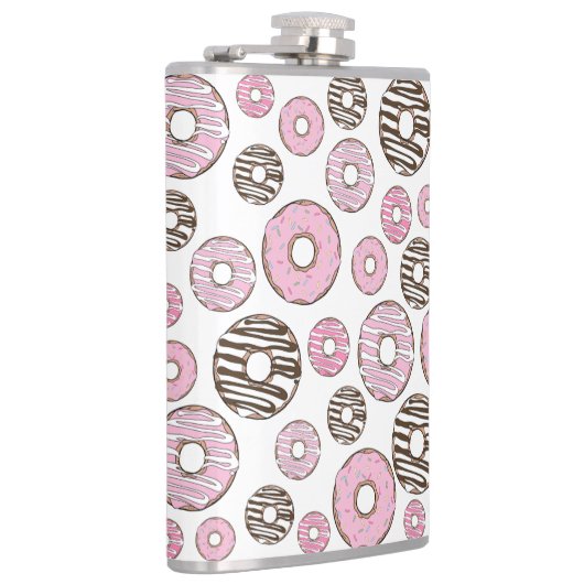 Donuts, rosa Donuts, weiße Donuts Flachmann (Rechts)