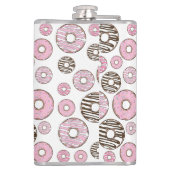 Donuts, rosa Donuts, weiße Donuts Flachmann (Rückseite)