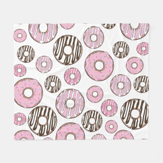Donuts, rosa Donuts, weiße Donuts Fleecedecke (Vorderseite (Horizontal))
