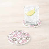 Donuts, rosa Donuts, weiße Donuts Getränkeuntersetzer (Seite)