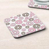 Donuts, rosa Donuts, weiße Donuts Getränkeuntersetzer (Linke Seite)