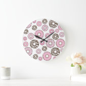 Donuts, rosa Donuts, weiße Donuts Große Wanduhr (Zuhause)