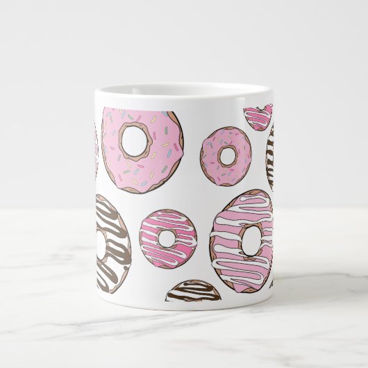 Donuts, rosa Donuts, weiße Donuts Jumbo-Tasse (Vorderseite)