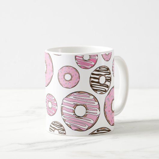 Donuts, rosa Donuts, weiße Donuts Kaffeetasse (VorderseiteRechts)