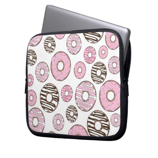 Donuts, rosa Donuts, weiße Donuts Laptopschutzhülle (Vorderseite Links)