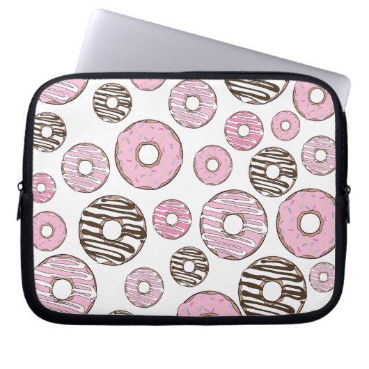 Donuts, rosa Donuts, weiße Donuts Laptopschutzhülle (Vorderseite)
