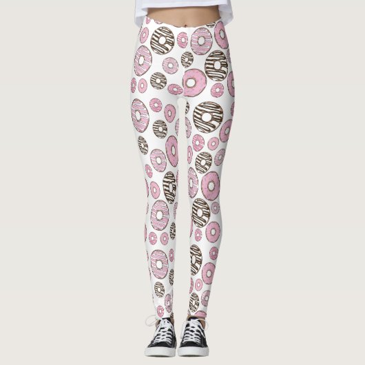Donuts, rosa Donuts, weiße Donuts Leggings (Vorderseite)