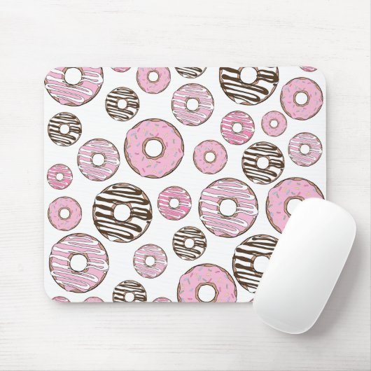 Donuts, rosa Donuts, weiße Donuts Mousepad (Mit Mouse)