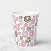 Donuts, rosa Donuts, weiße Donuts Pappbecher (Vorderseite)