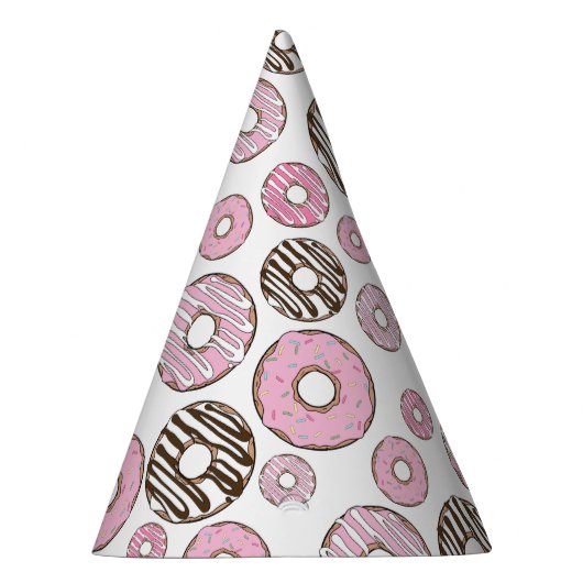 Donuts, rosa Donuts, weiße Donuts Partyhütchen (Rechts)