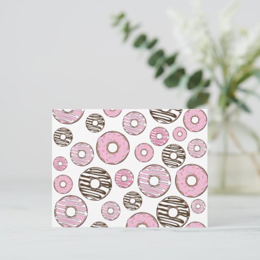 Donuts, rosa Donuts, weiße Donuts Postkarte (Stehend Vorderseite)
