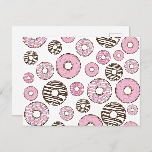 Donuts, rosa Donuts, weiße Donuts Postkarte (Vorne/Hinten)